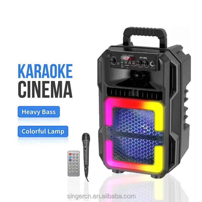 OEM BK-803 8 Inch Portable Bluetooth Speaker with RGB Light Black