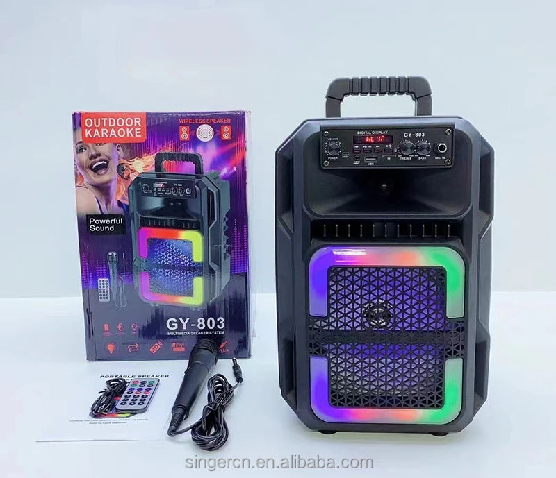 OEM BK-803 8 Inch Portable Bluetooth Speaker with RGB Light Black