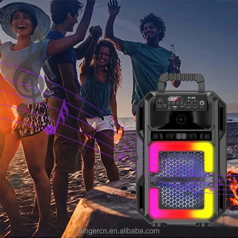 OEM BK-803 8 Inch Portable Bluetooth Speaker with RGB Light Black